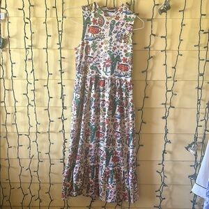 Nooworks Red and Brown Sleeveless Halter Maxi Sundress